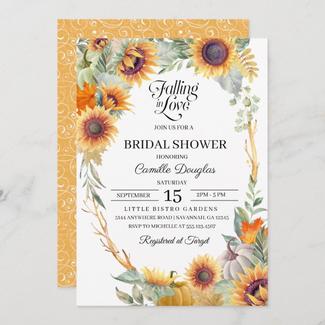 Fall Sunflower Bridal Shower Invitation (Front/Back)