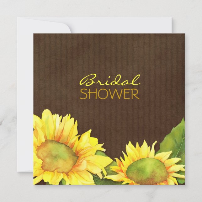 Fall Sunflower Brown Bridal Shower Invitation (Front)