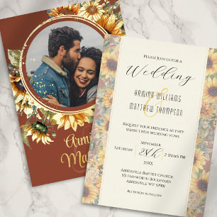 Fall Sunflower Burnt Orange Custom Photo Wedding