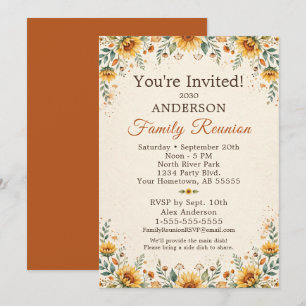 Fall Sunflower Family Reunion You Are Invited Invitation