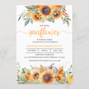 Fall Sunflower Kids Birthday Invitation