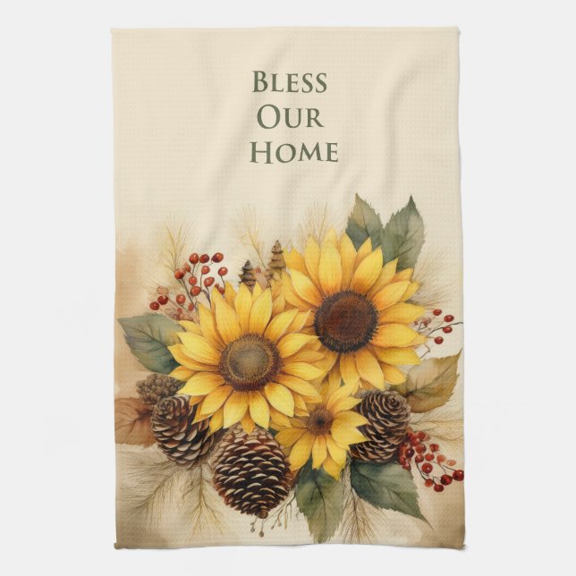 Fall Sunflower Kitchen Towel (Vertical)