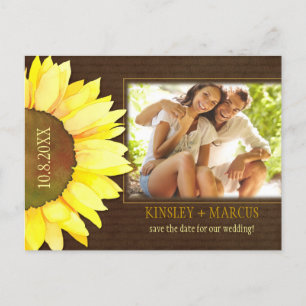 Fall Sunflower Photo Wedding Save the Date Announcement Postcard