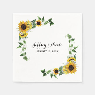 Fall Sunflower Rustic Barn Country Wedding Napkin