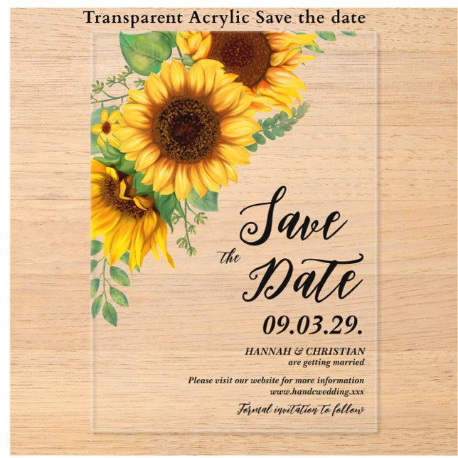 Fall Sunflower Save the date Acrylic Invitations (Creator Uploaded)