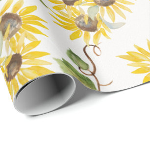 Fall Sunflower Watercolor Wrapping Paper