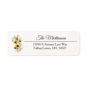 Fall Sunflowers Autumn Floral Return Address Label