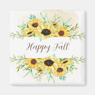 Fall Sunflowers frame with customisable text Magnet