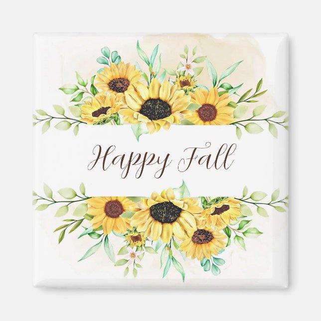 Fall Sunflowers frame with customisable text  Magnet (Front)