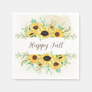 Fall Sunflowers frame with customisable text Napkin