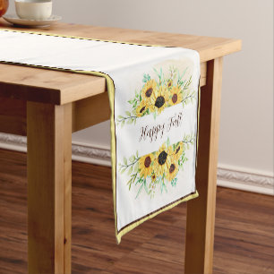 Fall Sunflowers frame with customisable text Shor Short Table Runner