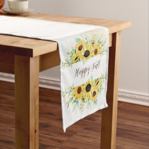 Fall Sunflowers frame with customisable text Short Table Runner