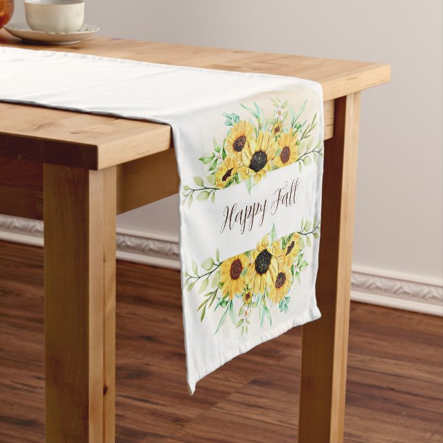 Fall Sunflowers frame with customisable text  Short Table Runner (In Situ)