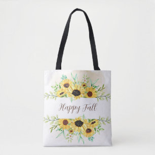 Fall Sunflowers frame with customisable text Tote Bag