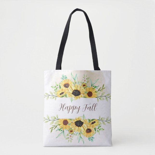 Fall Sunflowers frame with customisable text  Tote Bag (Front)
