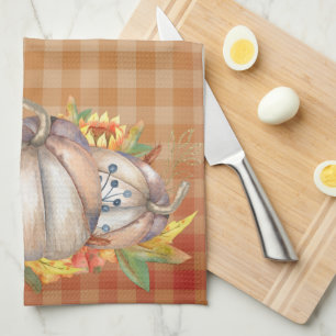Fall Sunflowers & Harvest Pumpkins Tea Towel