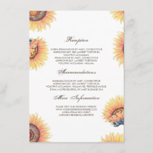 Fall Sunflowers Wedding Information Guest Card
