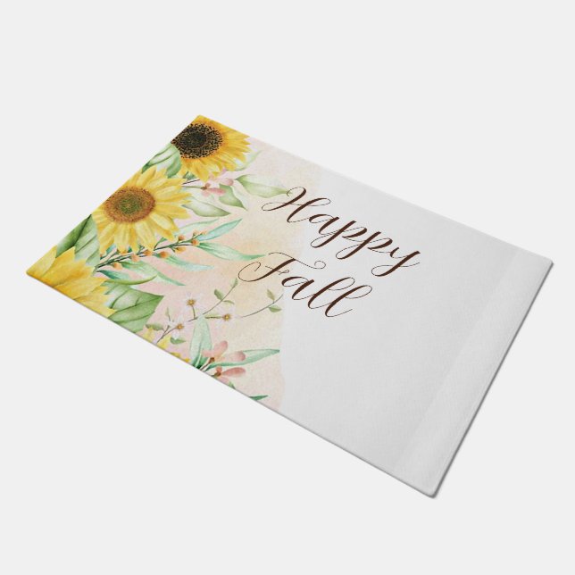 Fall sunflowers with customisable text  doormat (Angled)