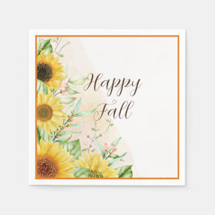 Fall sunflowers with customisable text napkin