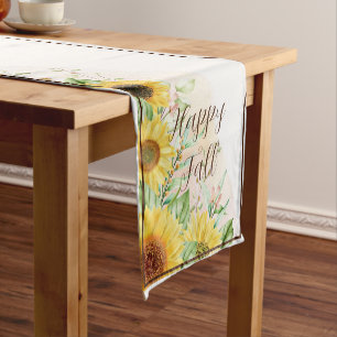 Fall sunflowers with customisable text  short tabl table runner