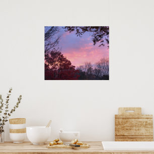 Fall Sunset Over Trees Beautiful Poster
