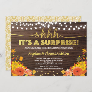 Fall surprise anniversary thanksgiving dinner wood invitation