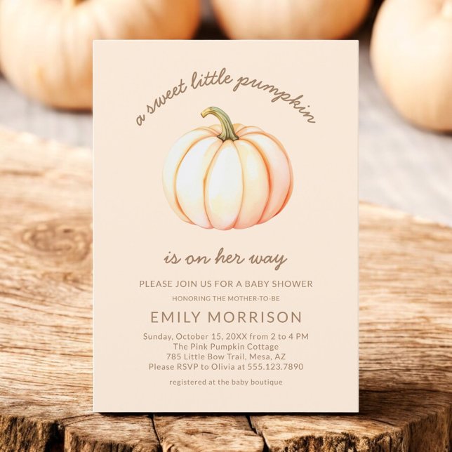 Fall Sweet Little Pumpkin Autumn Baby Shower Invitation (Creator Uploaded)