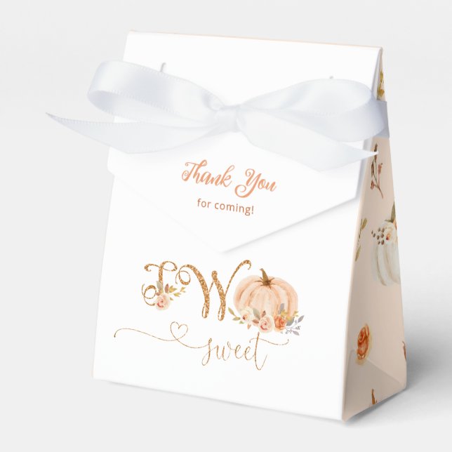 Fall sweet little pumpkin two sweet birthday party favour box (Front Side)