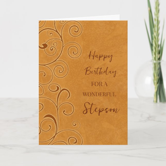 Fall Swirls Stepson Birthday Card (Front)