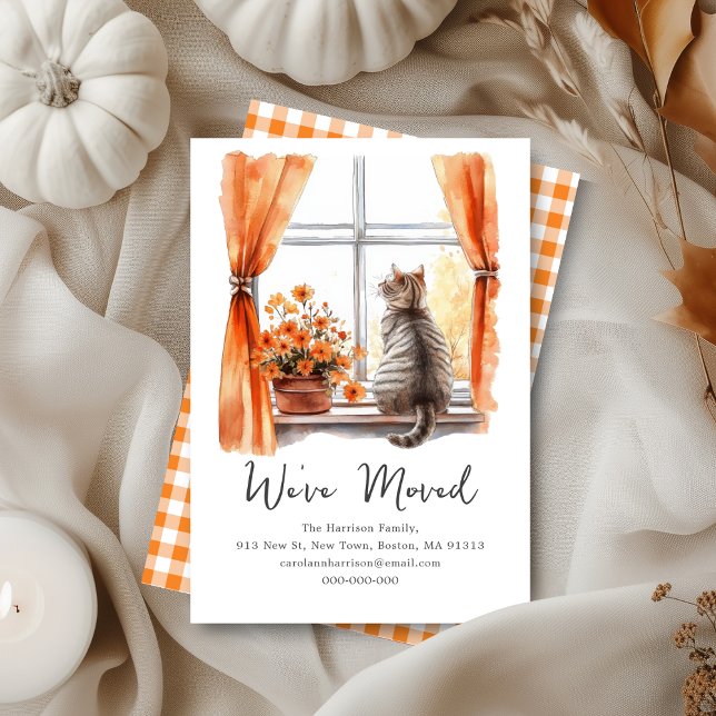 Fall Tabby Cat | We've Moved New Address  Card (Creator Uploaded)
