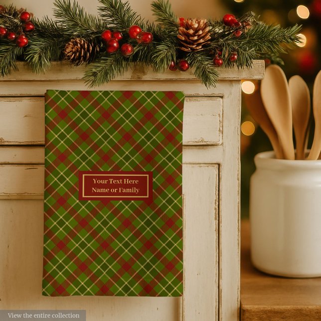 Fall Tartan Hand Towel Personalised Chequered (Fall Tartan Hand Towel Personalized Checkered Accent)