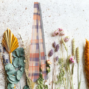 Fall tartan plaid beige orange plum check modern  tie