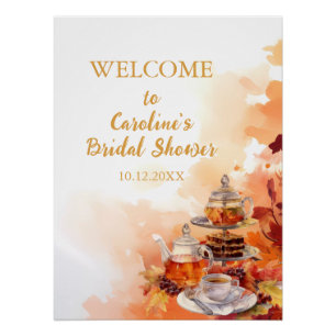 Fall Tea Party Elegant Bridal Shower Poster