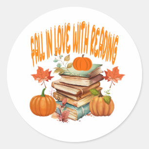  Fall Teacher, Book Lover, Fall Reading         Classic Round Sticker