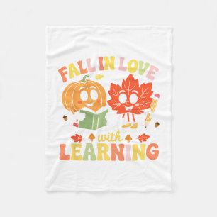 Fall Teacher Shirt Thanksgiving Fall In Love With Fleece Blanket