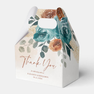 Fall Teal Burnt Orange Boho Pampas Bridal Shower Favour Box