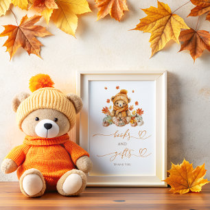 Fall Teddy Bear and Pumpkins Books and Gifts Poster