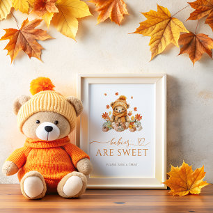 Fall Teddy Bear Babies are Sweet Take a Treat  Poster
