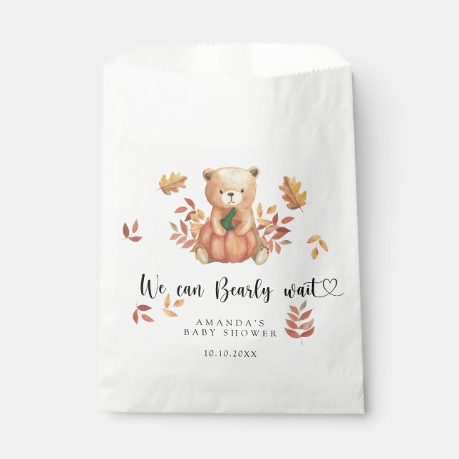 Fall teddy bear Baby Shower Favour Bag (Front)