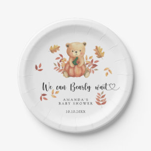 Fall teddy bear Baby Shower Paper Plate