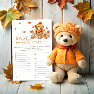 Fall Teddy Bear Pumpkin Name Race Baby Shower Game