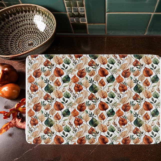 Fall terra cotta and sage leaves pattern cutting board (Creator Uploaded)