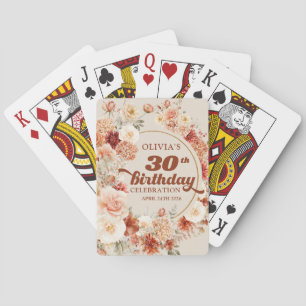 Fall terracotta blush burgundy boho 30th birthday  playing cards