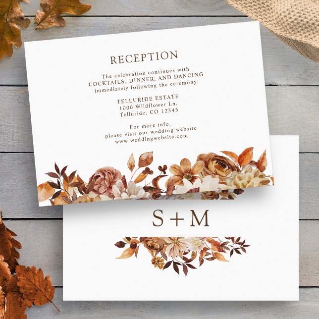Fall Terracotta Botanical Wedding Reception Enclosure Card (Fall Terracotta Botanical Wedding Reception Enclosure Card by Painted Paperie
)