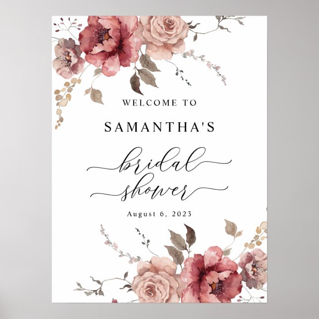 Fall Terracotta Burgundy Earthy Welcome Sign (Front)