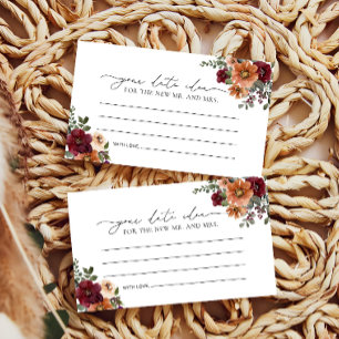Fall Terracotta Burgundy Floral Date Night Ideas Enclosure Card