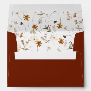 Fall Terracotta Floral Wedding Envelope