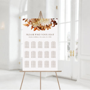 Fall Terracotta Floral Wedding Seating Chart
