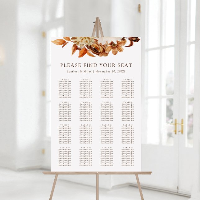 Fall Terracotta Floral Wedding Seating Chart (Fall Terracotta Floral Wedding Seating Chart
)