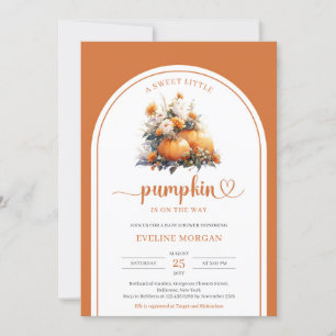 Fall terracotta flowers arch girl A little pumpkin Invitation